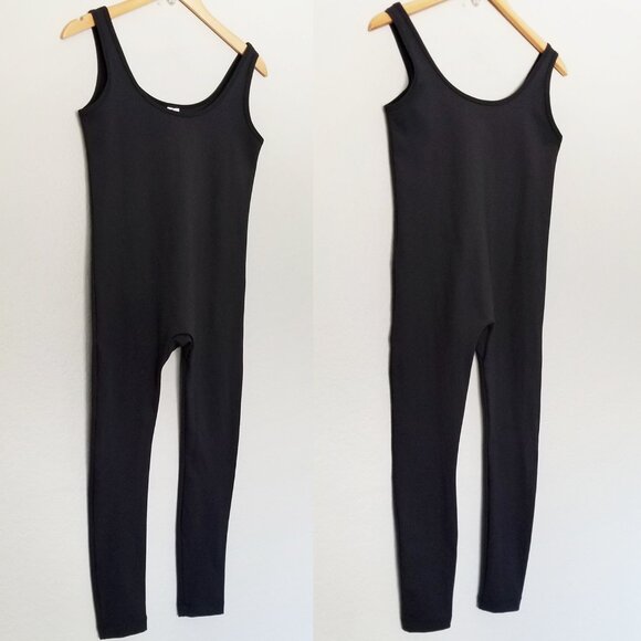 Smash + Tess Black Scoop Neck Stretch Jumpsuit M Unitard Romper Sleeveless Knit - Picture 12 of 12
